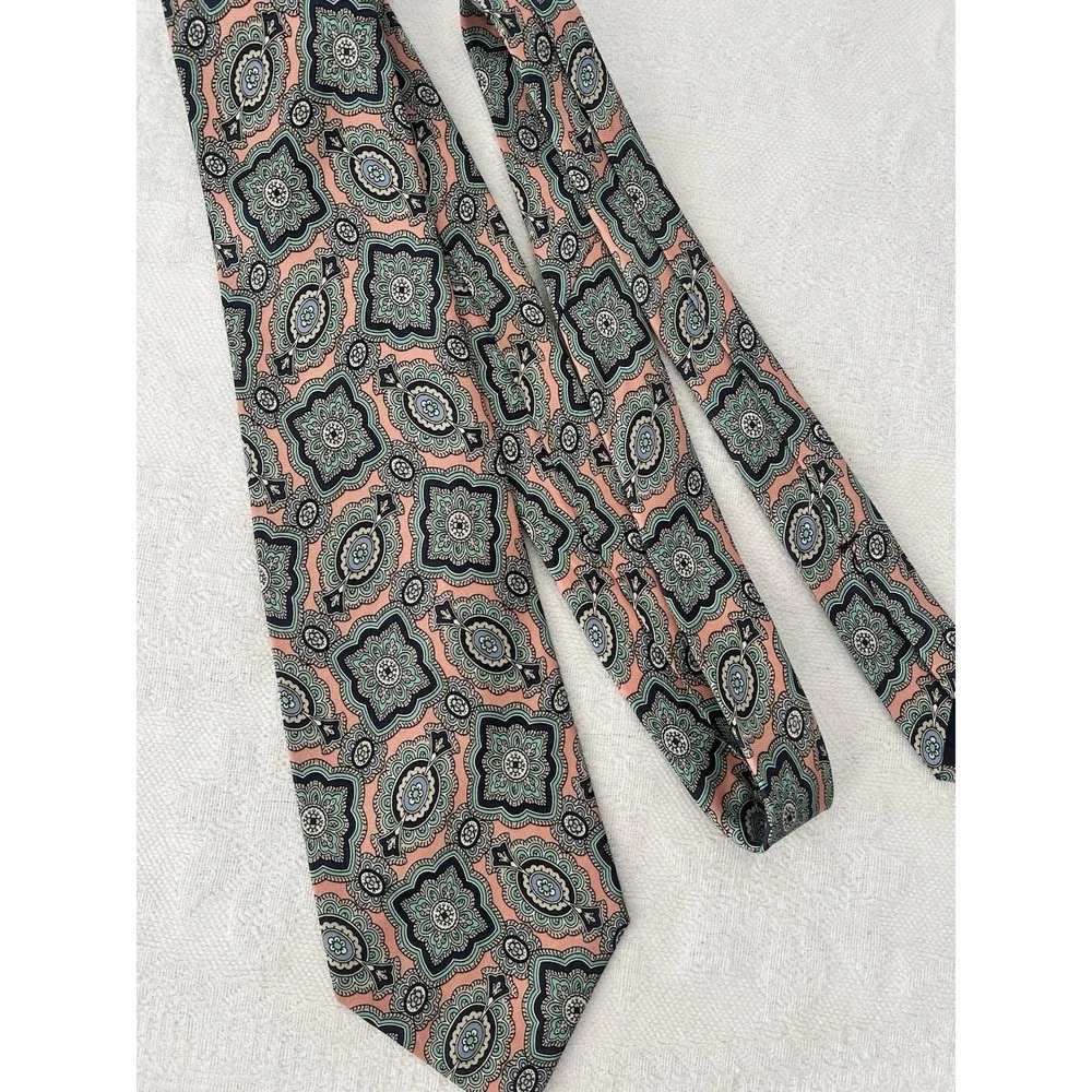 VTG POLO RALPH LAUREN 100% Silk Mens Neck Tie Pink Blue MADE IN USA 58